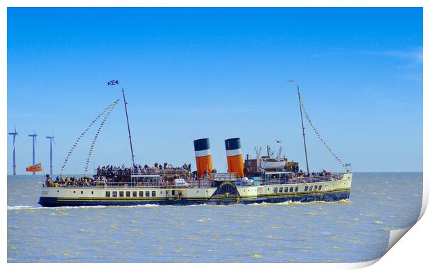 Waverley paddle steamer departing from Clacton pie Print by Paula Tracy