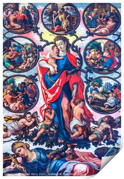 Virgin Mary Almsgiving Painting St Mary's Church Gdansk Poland Print by William Perry