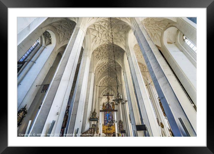 Basilica Wide Altar St Mary's Church Gdansk Poland Framed Mounted Print by William Perry