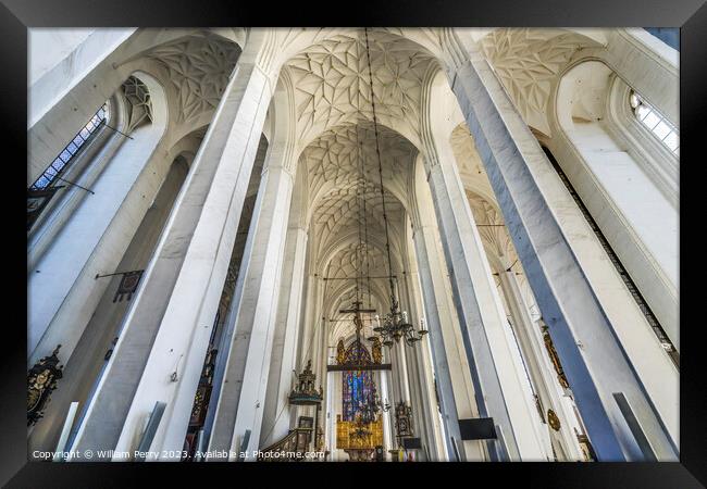 Basilica Wide Altar St Mary's Church Gdansk Poland Framed Print by William Perry