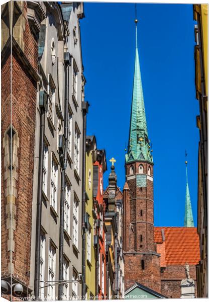 Crosses Spire St Mary's Church Outside Gdansk Poland Canvas Print by William Perry