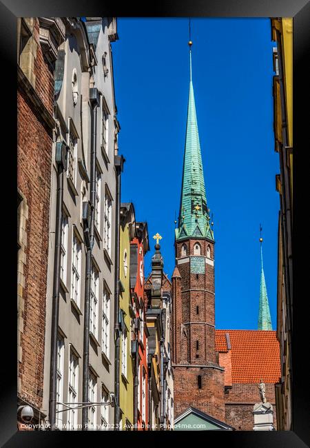 Crosses Spire St Mary's Church Outside Gdansk Poland Framed Print by William Perry