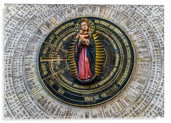 15th Century Mary Astronomical Clock St Mary's Church Gdansk Pol Acrylic by William Perry