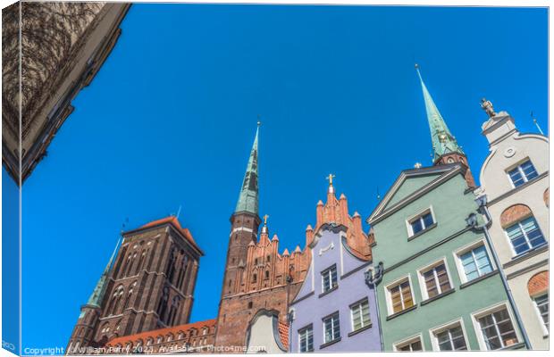 City Street St Mary's Church Outside Gdansk Poland Canvas Print by William Perry