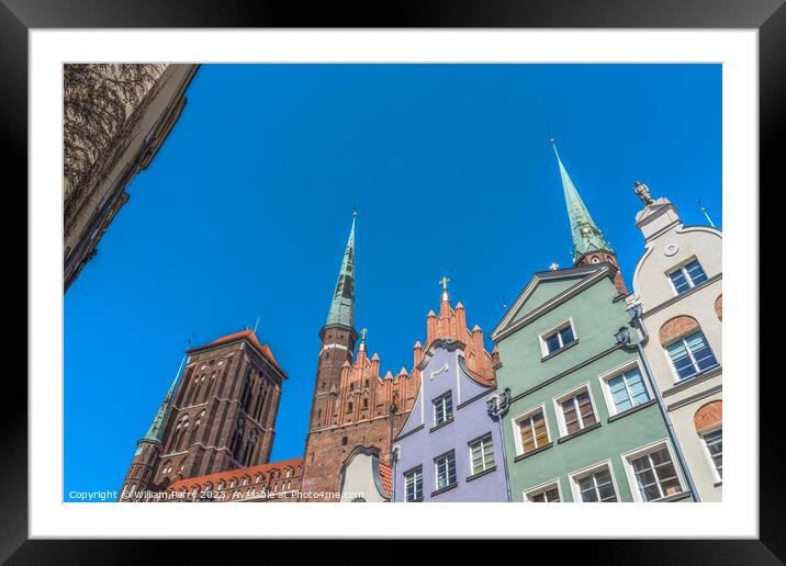 City Street St Mary's Church Outside Gdansk Poland Framed Mounted Print by William Perry
