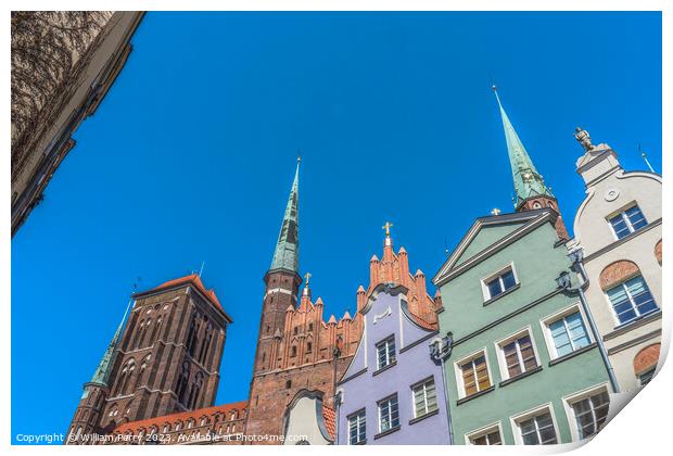 City Street St Mary's Church Outside Gdansk Poland Print by William Perry