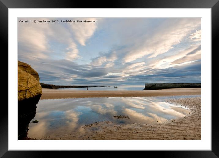 Calm Reflections at Cullercoats Bay Framed Mounted Print by Jim Jones