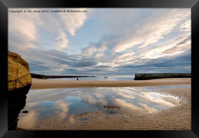 Calm Reflections at Cullercoats Bay Framed Print by Jim Jones
