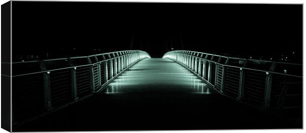 Newport City footbridge at Night Canvas Print by Simon Barclay