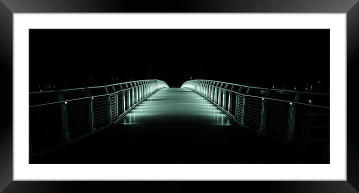 Newport City footbridge at Night Framed Mounted Print by Simon Barclay