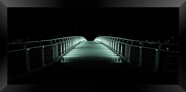Newport City footbridge at Night Framed Print by Simon Barclay