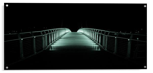 Newport City footbridge at Night Acrylic by Simon Barclay