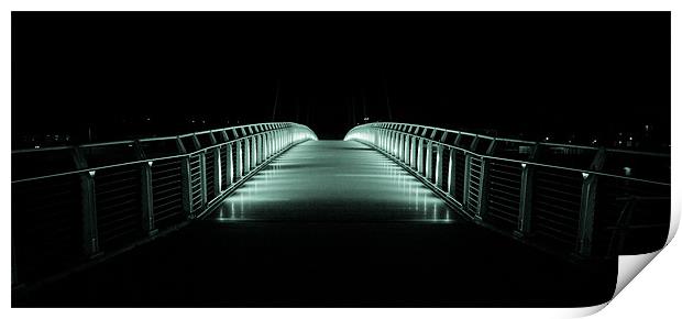 Newport City footbridge at Night Print by Simon Barclay