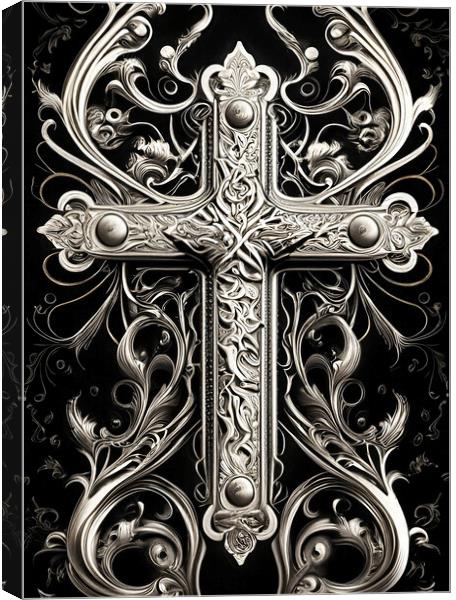 Woven Catholic religious cross. Canvas Print by Guido Parmiggiani