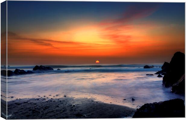 Widemouth Sunset, Cornwall, Long exposure Canvas Print by Maggie McCall