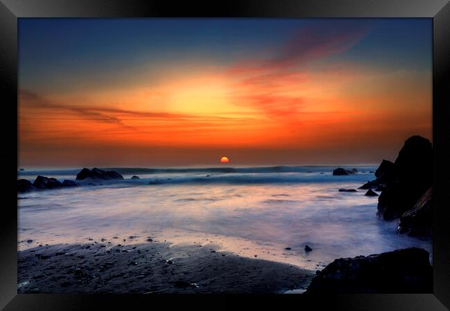 Widemouth Sunset, Cornwall, Long exposure Framed Print by Maggie McCall