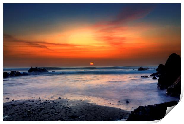 Widemouth Sunset, Cornwall, Long exposure Print by Maggie McCall