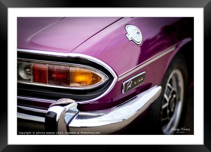Triumph Stag Rear Quarter Framed Mounted Print by johnny weaver