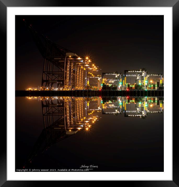 Felixstowe Docks by Night  Framed Mounted Print by johnny weaver