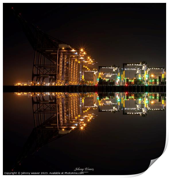 Felixstowe Docks by Night  Print by johnny weaver
