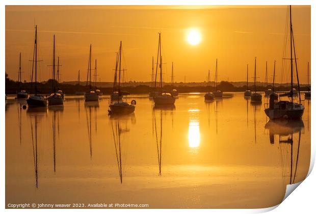 Boat Sunrise River Crouch  Print by johnny weaver