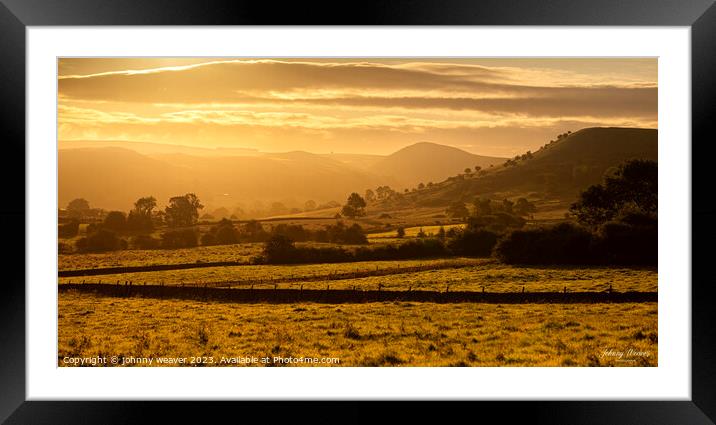 Peak District Sunrise Chrome Hill Framed Mounted Print by johnny weaver