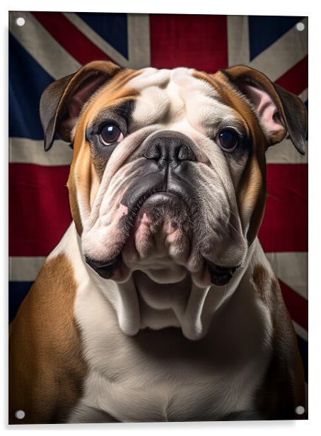 British Bulldog Portrait Acrylic by Steve Smith