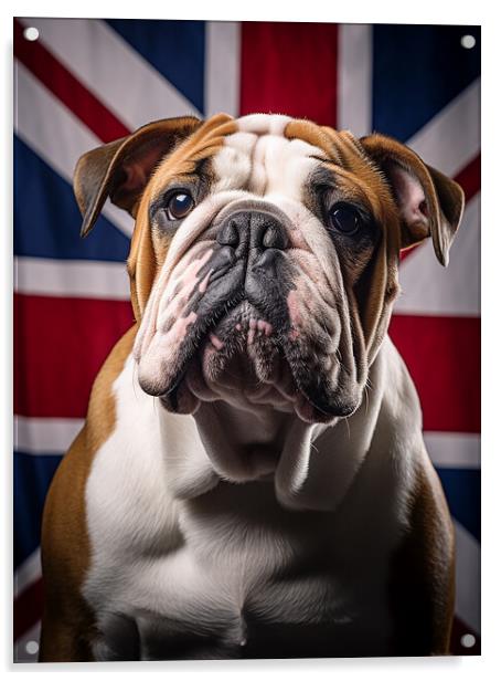 British Bulldog Portrait Acrylic by Steve Smith