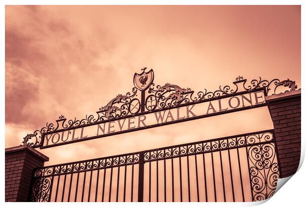 Looking up at the Shankly Gates Print by Jason Wells
