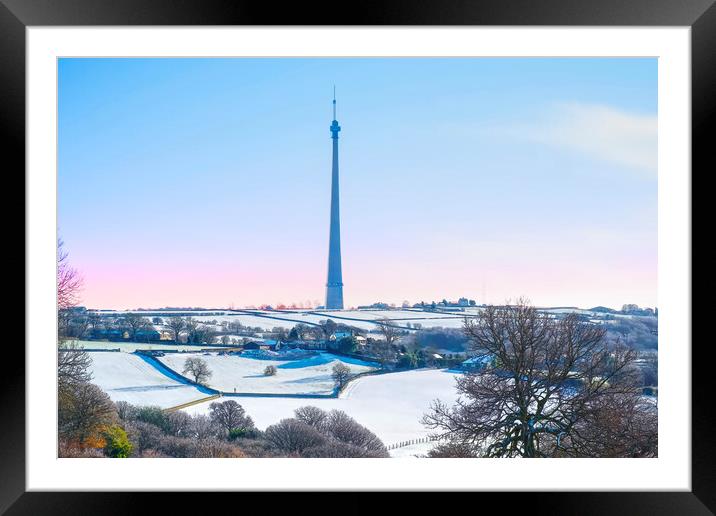 Emley Moor Mast Winter Framed Mounted Print by Alison Chambers