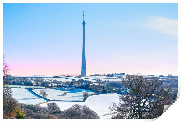 Emley Moor Mast Winter Print by Alison Chambers
