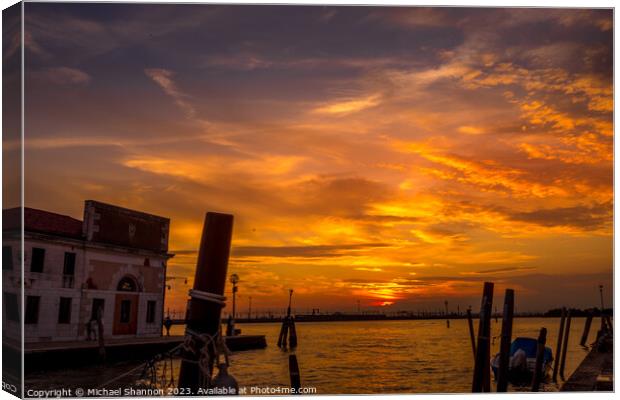 Venice - Silhouettes and Sunset Canvas Print by Michael Shannon