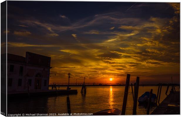 Illuminated Sky in Venice at Sunset  Canvas Print by Michael Shannon
