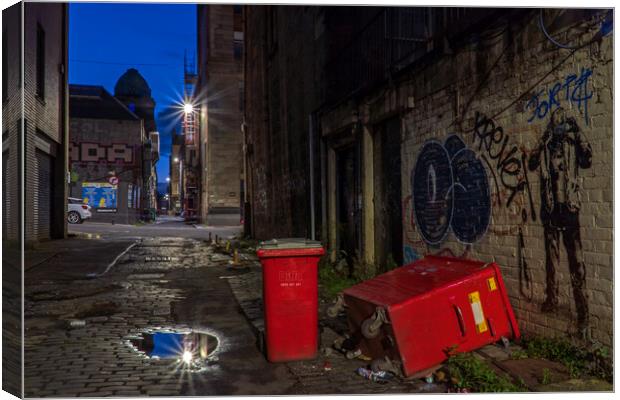 Glasgow Alleyways & Bins Canvas Print by Rich Fotografi 