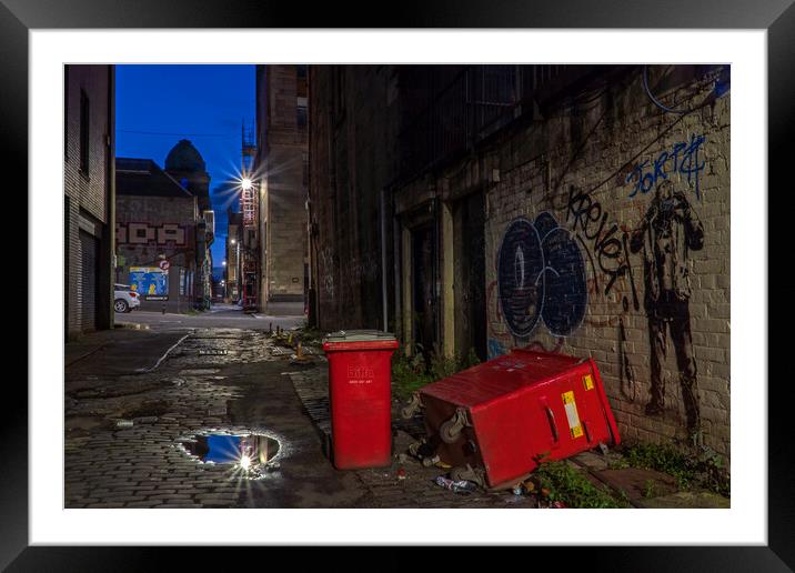 Glasgow Alleyways & Bins Framed Mounted Print by Rich Fotografi 