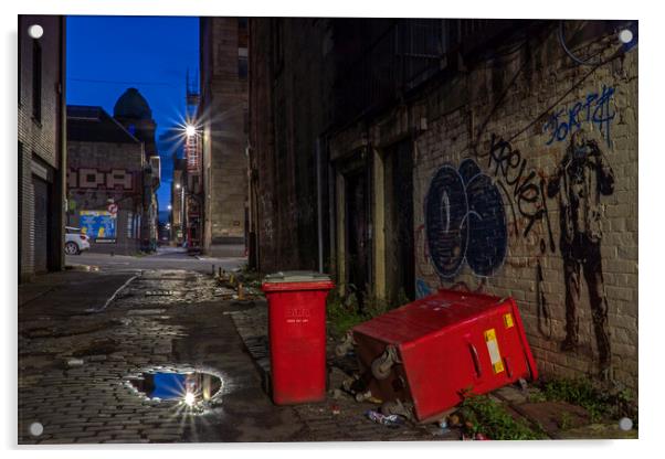 Glasgow Alleyways & Bins Acrylic by Rich Fotografi 