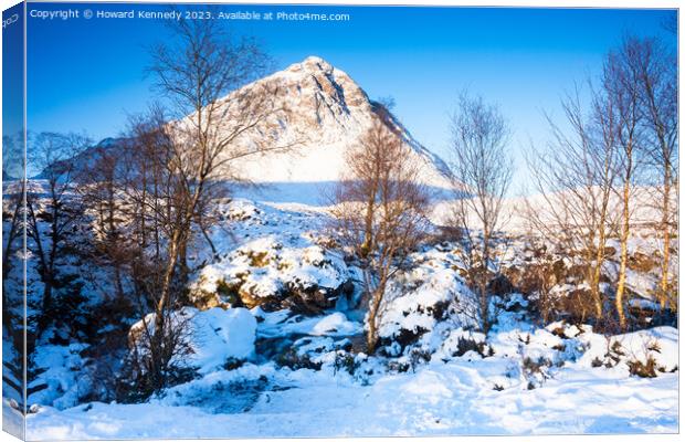 Buachaille Etive Mor, Glencoe, Scotland, in snow Canvas Print by Howard Kennedy