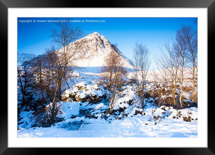 Buachaille Etive Mor, Glencoe, Scotland, in snow Framed Mounted Print by Howard Kennedy