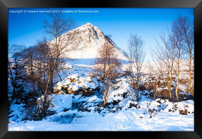 Buachaille Etive Mor, Glencoe, Scotland, in snow Framed Print by Howard Kennedy