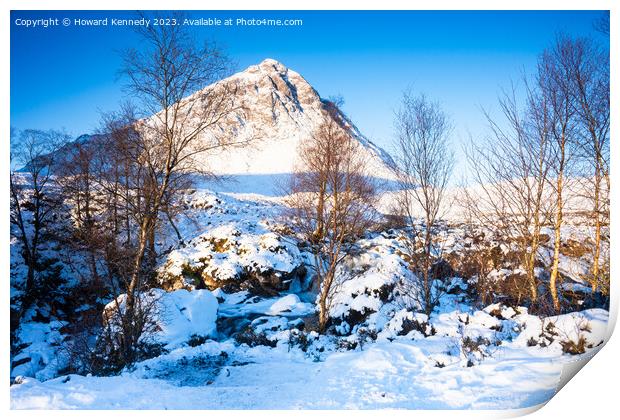 Buachaille Etive Mor, Glencoe, Scotland, in snow Print by Howard Kennedy