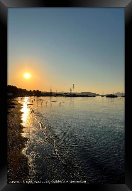Aegean Sea Sunrise Framed Print by David Pyatt