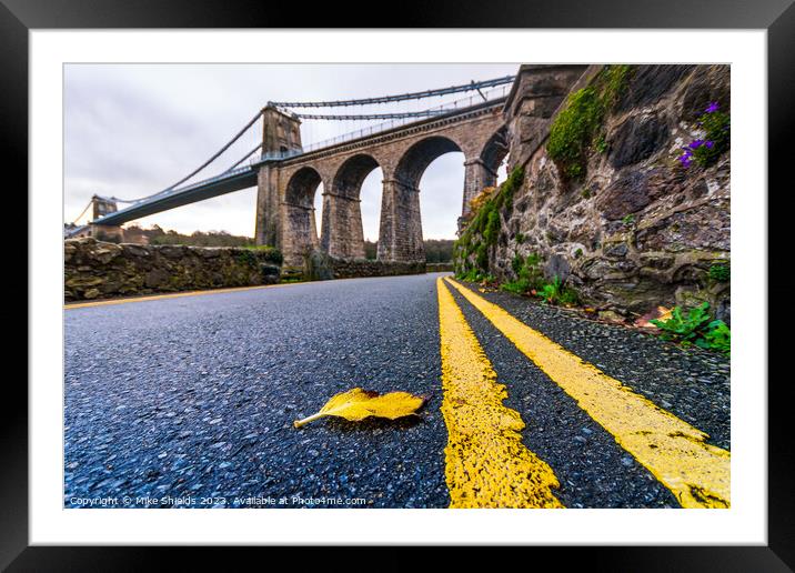 Menai Suspension Bridge from a different angle  Framed Mounted Print by Mike Shields