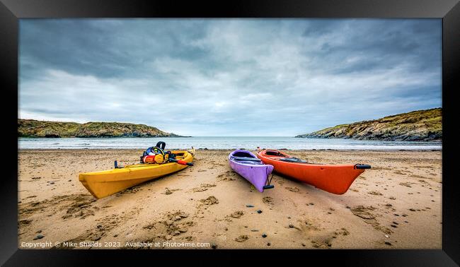 Three Kayaks Framed Print by Mike Shields