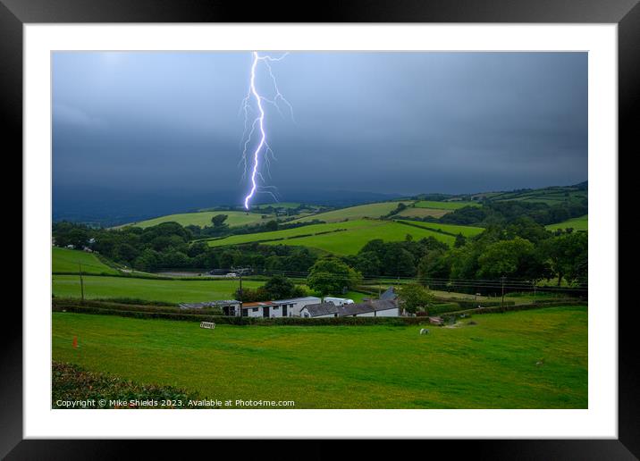 Summer Lightning Storm Framed Mounted Print by Mike Shields