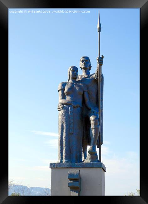 Akureyri Iceland - Statue of Thorunn Hyrna (f) and Helgi Magri (m) Framed Print by Phil Banks