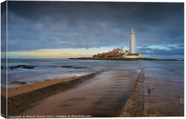St Mary's lighthouse 943 Canvas Print by PHILIP CHALK