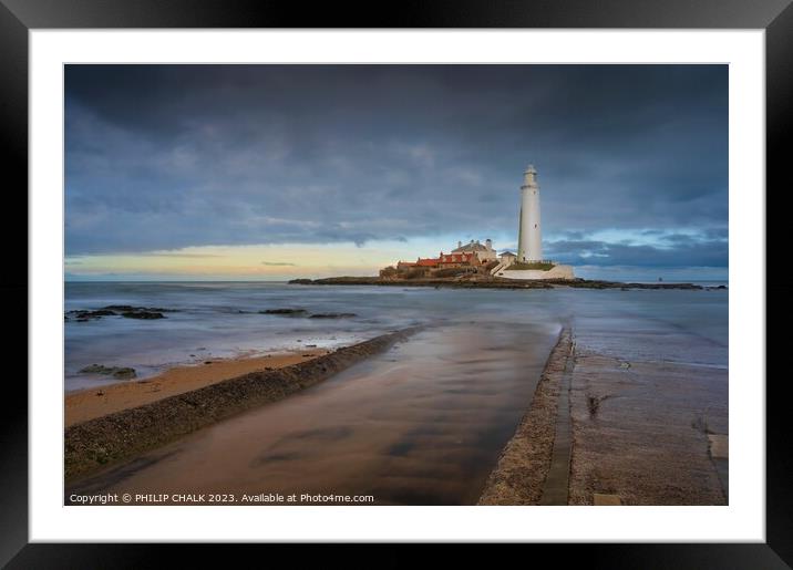 St Mary's lighthouse 943 Framed Mounted Print by PHILIP CHALK