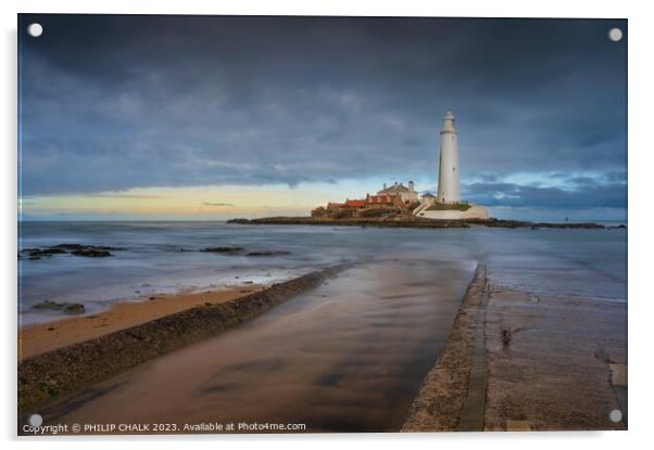 St Mary's lighthouse 943 Acrylic by PHILIP CHALK
