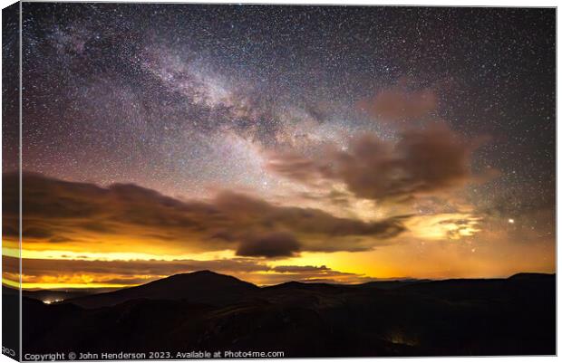 Dawn and the Galactic core rise over Moel Siabod Canvas Print by John Henderson