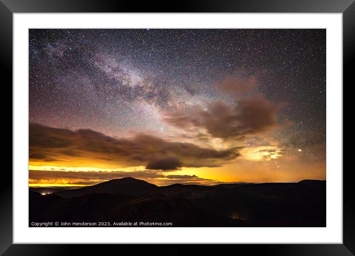 Dawn and the Galactic core rise over Moel Siabod Framed Mounted Print by John Henderson